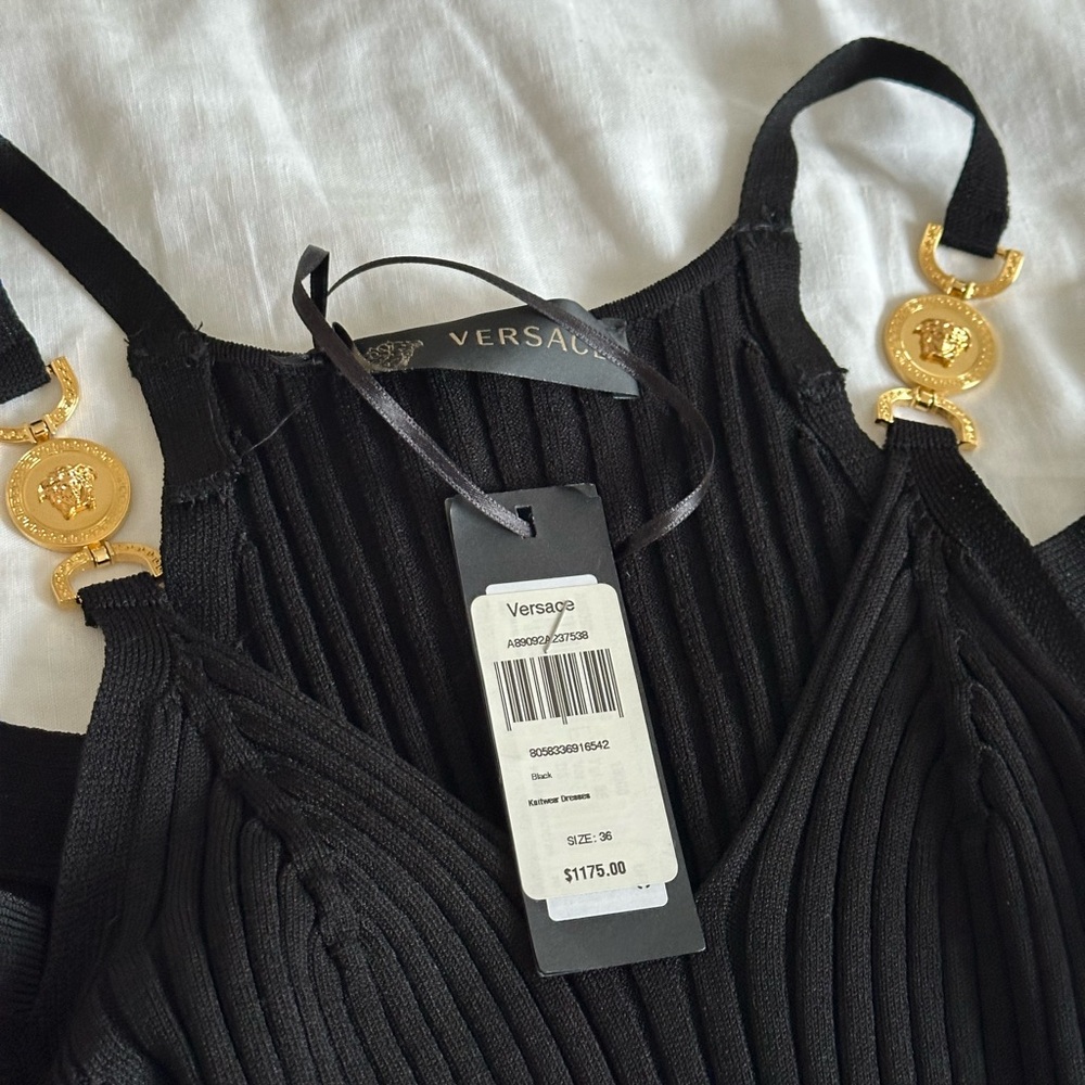 Versace Black Ribbed Dress - Picture 2 of 4